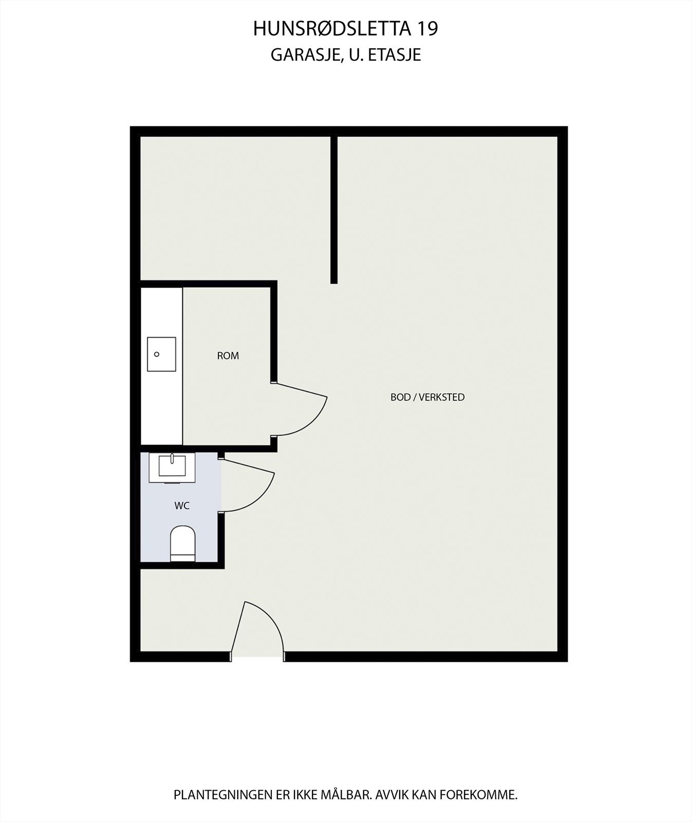 Plantegning av garasjens kjellerrom. Galleribilde