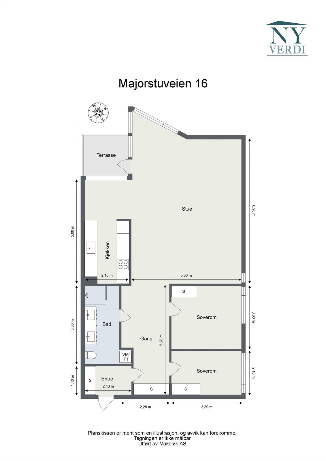 Boligen ligger i fjerde etasje med heisadkomst. Galleribilde