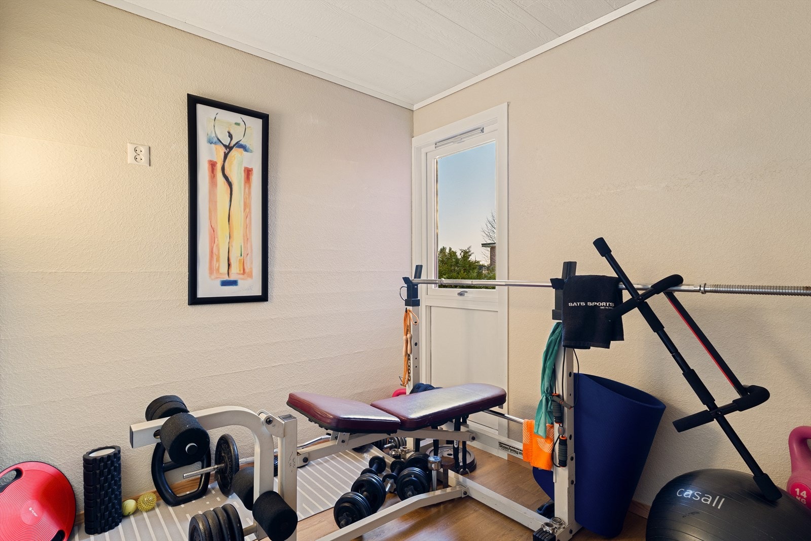 Boden i første etasje på 5,3m² brukes idag som treningsrom. Galleribilde