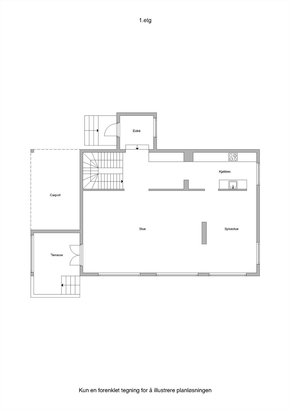 Plantegning 1. etasje. Galleribilde