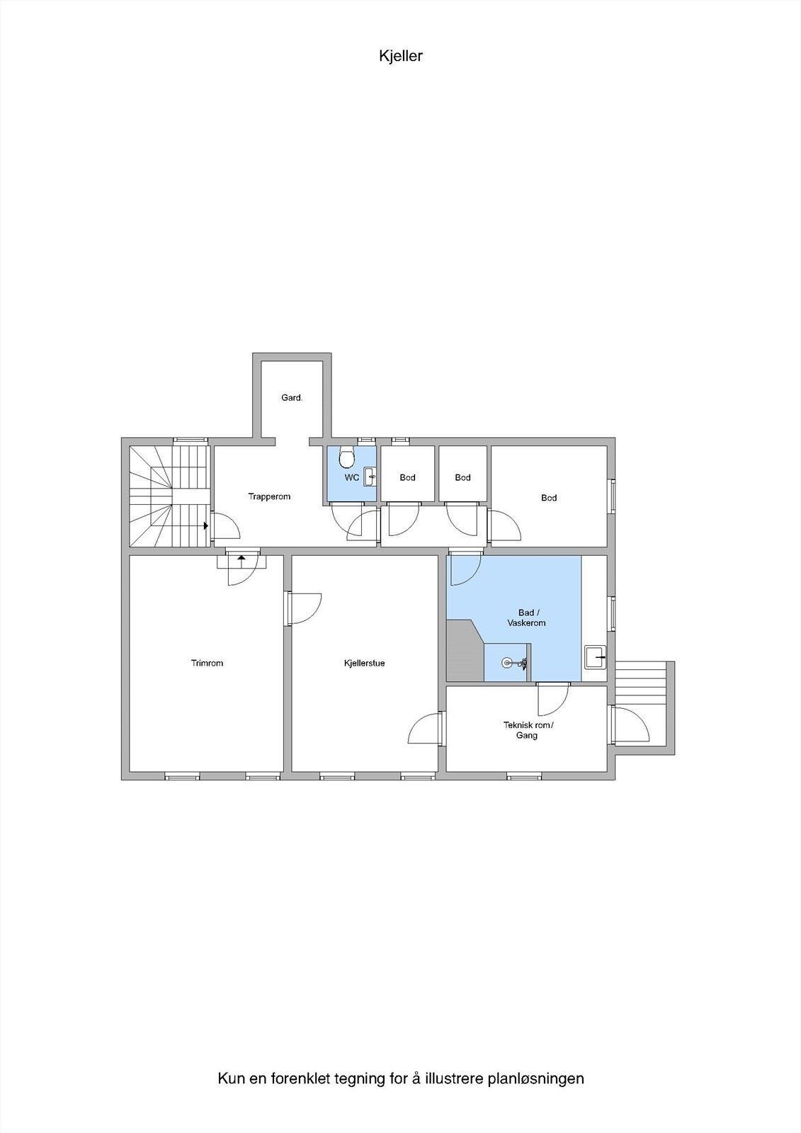 Plantegning underetasje. Galleribilde