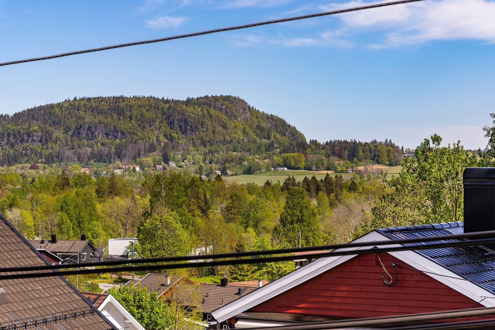 Her ser man Skaugum med Skaugumsåsen i bakgrunnen Galleribilde