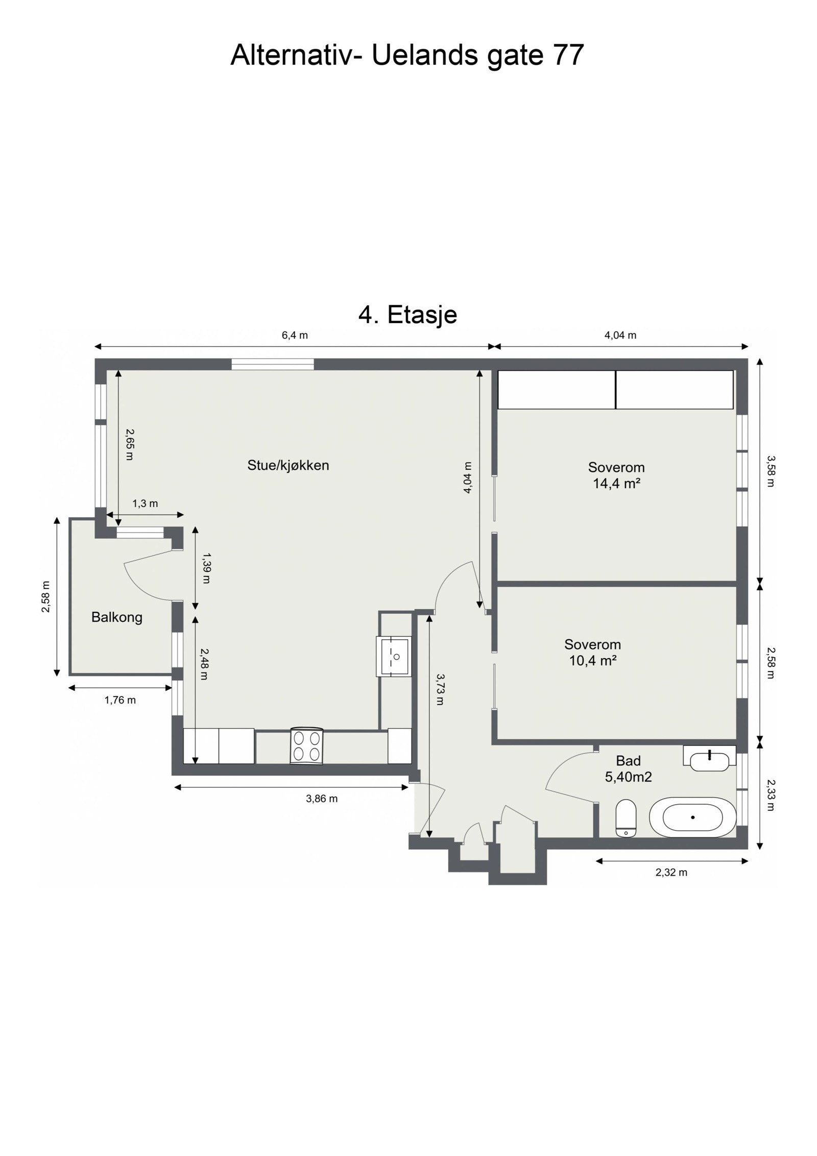 Alternativ planløsning - Megler har ikke vurdert hvorvidt dette kan løses praktisk og må kun bektraktes som inspirasjon. Eventuelle tiltak må avklares med borettslaget før igangsettelse. Galleribilde