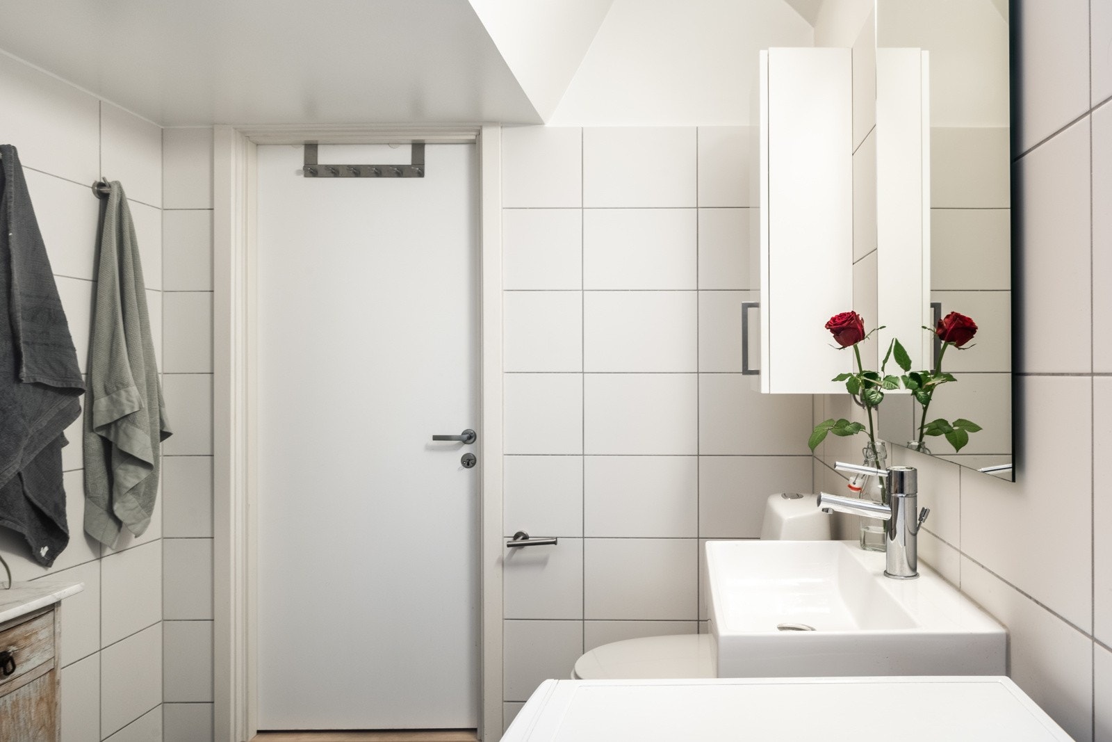 Badet har opplegg for vaskemaskin. Galleribilde