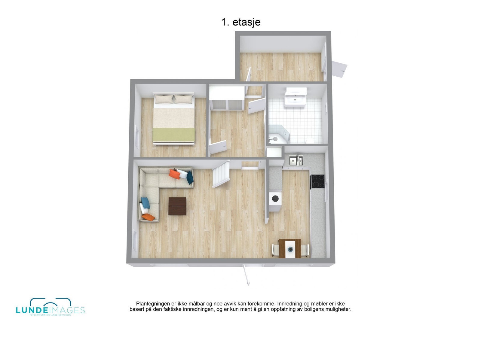 Plantegning 1. etasje 3D - ikke målbar Galleribilde
