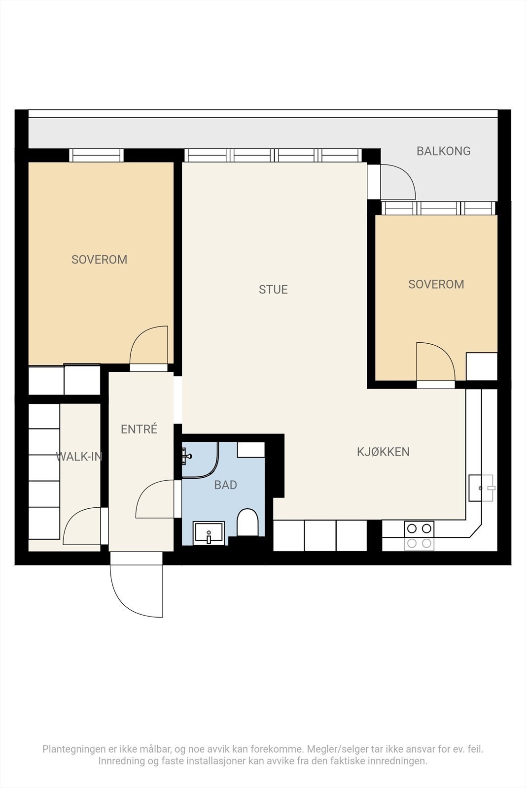 Alternativ plantegning med 2 soverom Galleribilde