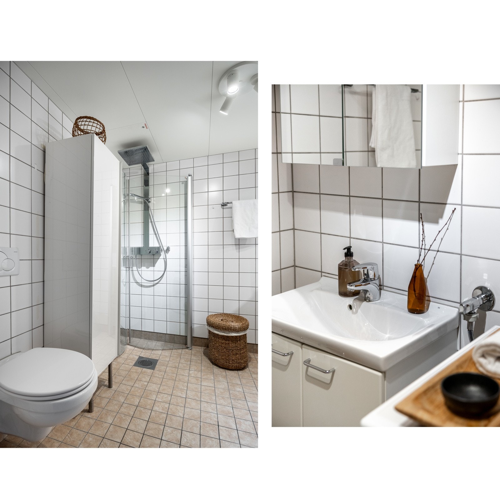 Badet har mekanisk avtrekksvifte i himling. Galleribilde