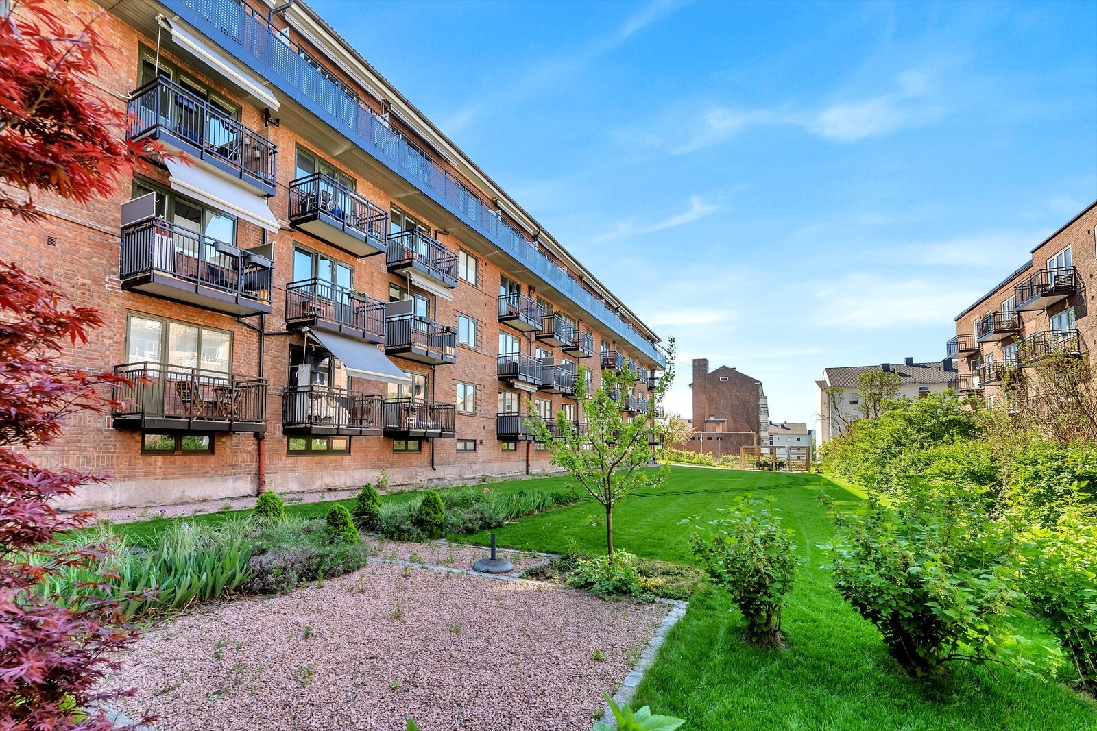 Grønt og frodig med flott beplantning. Galleribilde