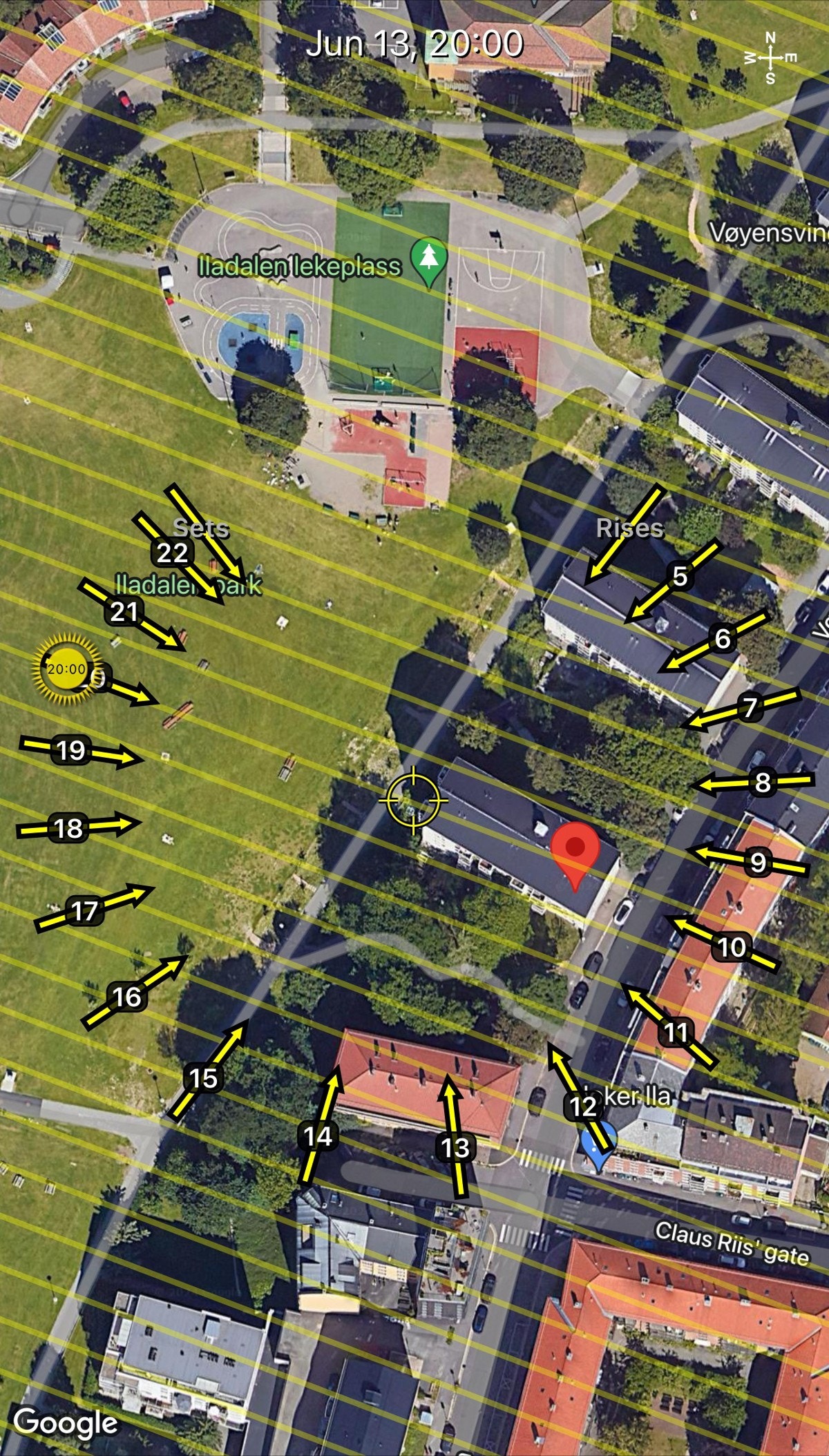 Solkart som viser solens bane. Galleribilde