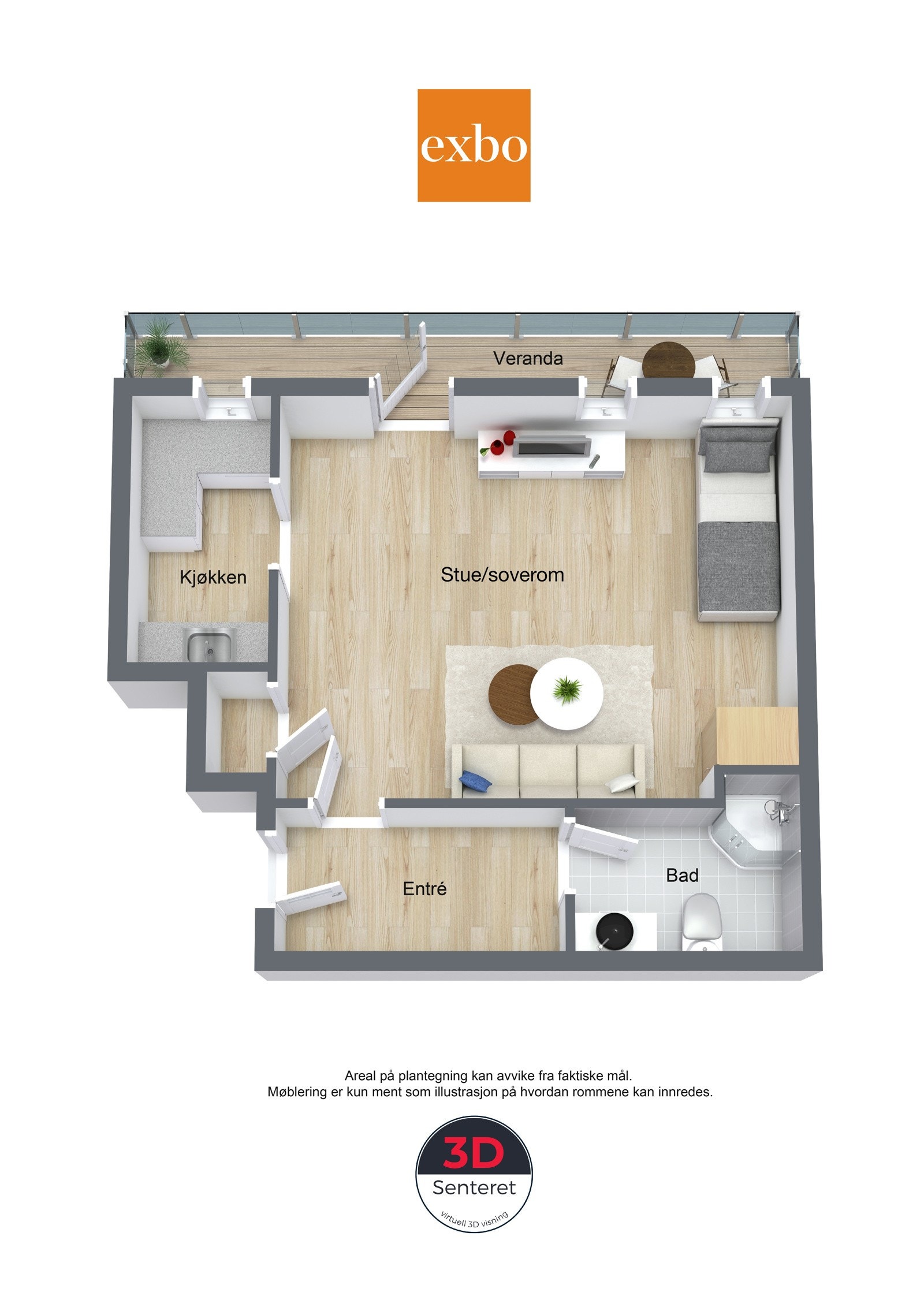 Leiligheten har følgende plantegning. Galleribilde