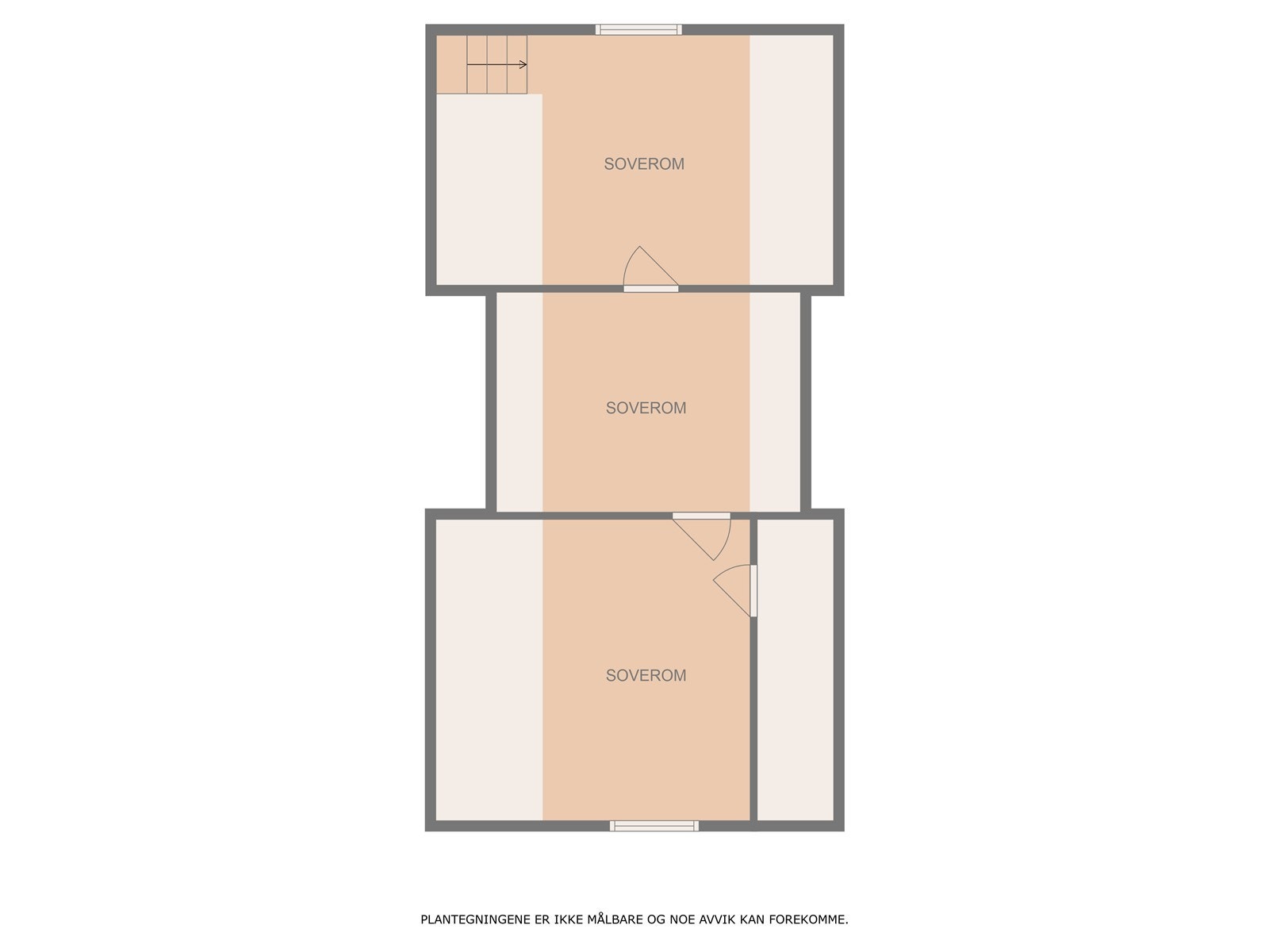 Loftet innehlder 3 soverom etter hverandre. Galleribilde
