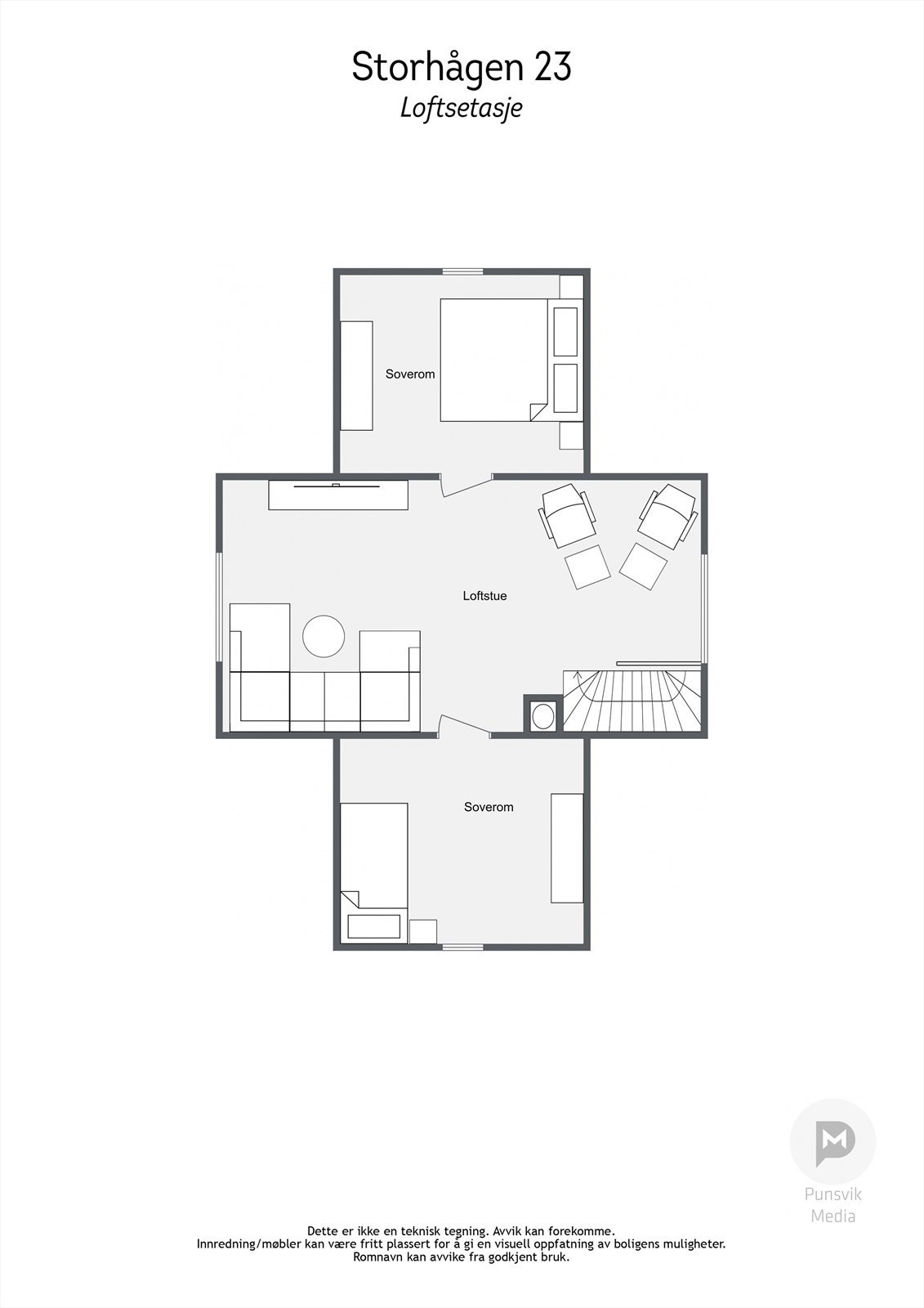 Plantegning - Loftsetasje. Galleribilde