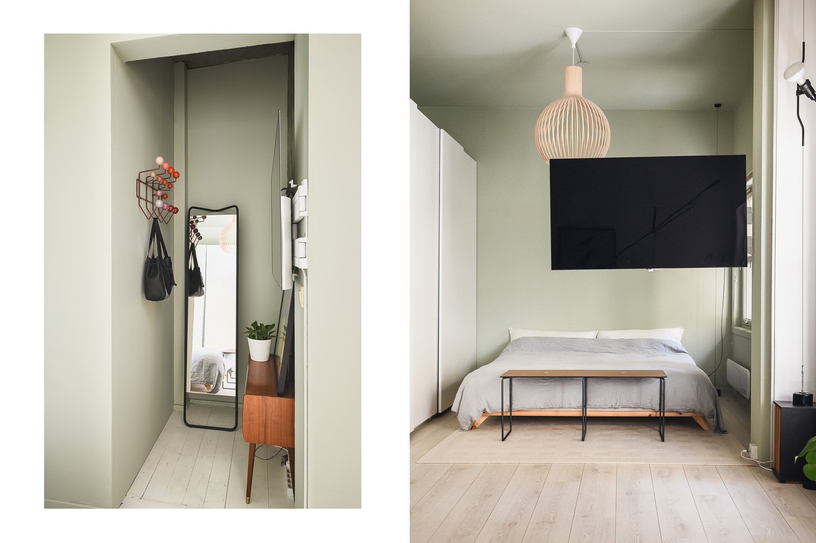 Hyggelig soverom med plass til seng og nattbord. Galleribilde