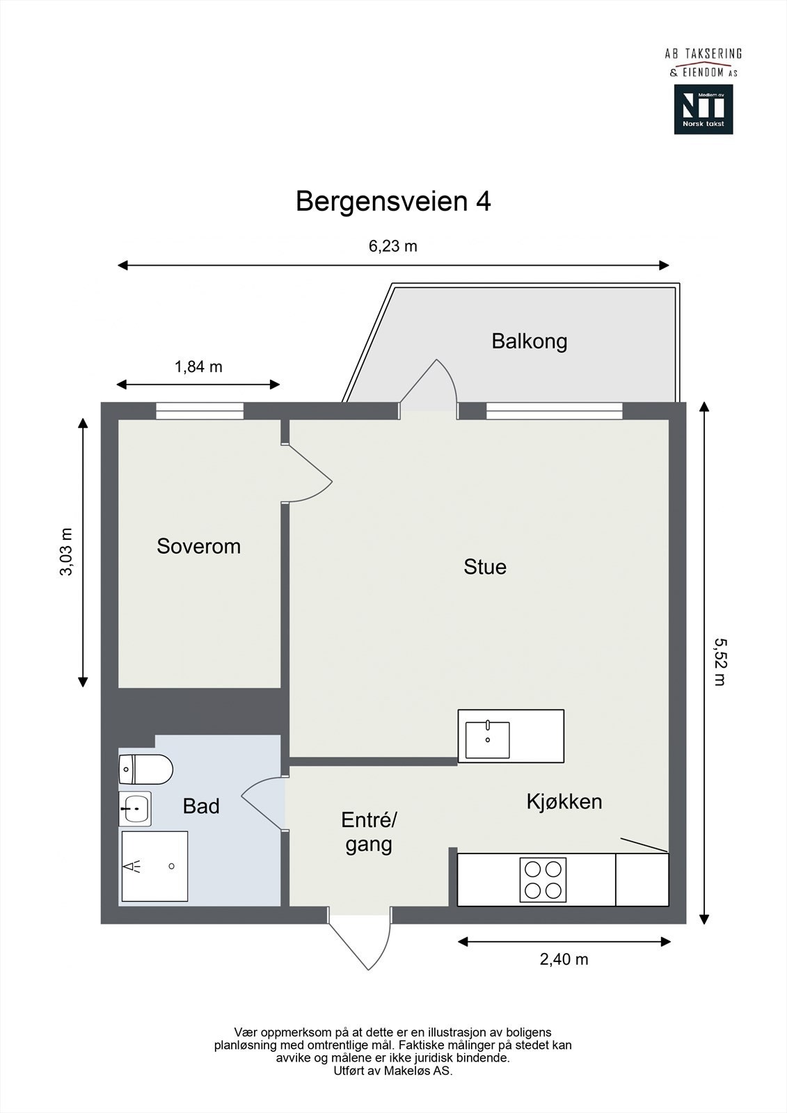 Plantegning fra takstmann - avvik kan forekomme Galleribilde