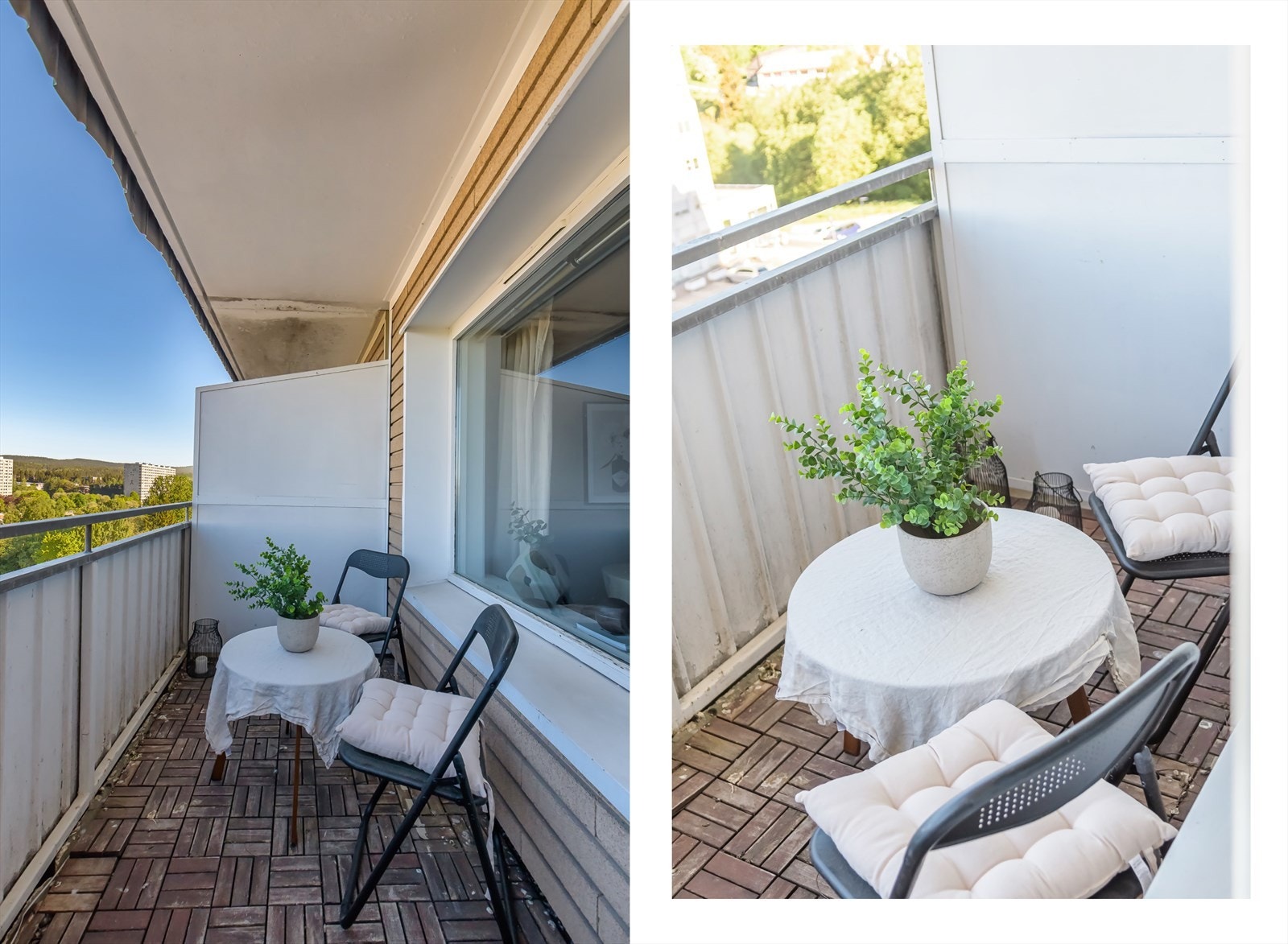 Balkongen har plass for liten sittegruppe og beplantning Galleribilde
