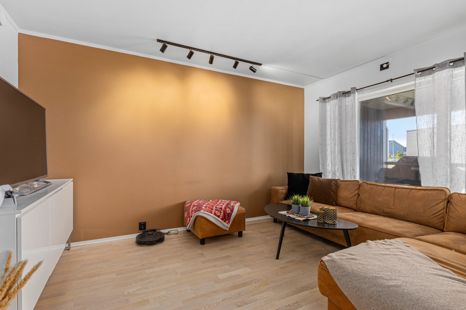 Stue med kontrastvegg. Galleribilde