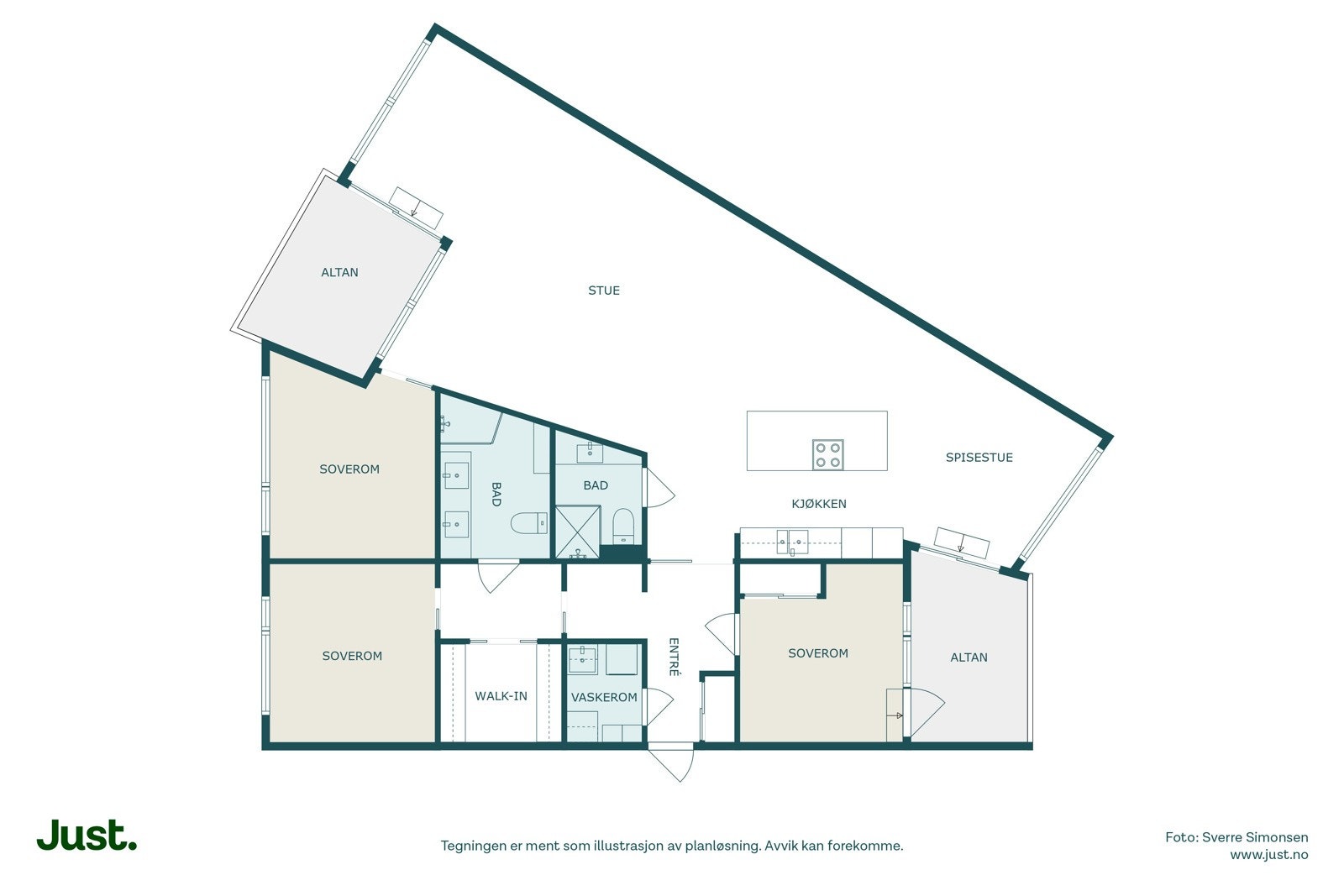 Planskisse (Soverom oppe til venstre er i dag innredet som TV-stue) Galleribilde
