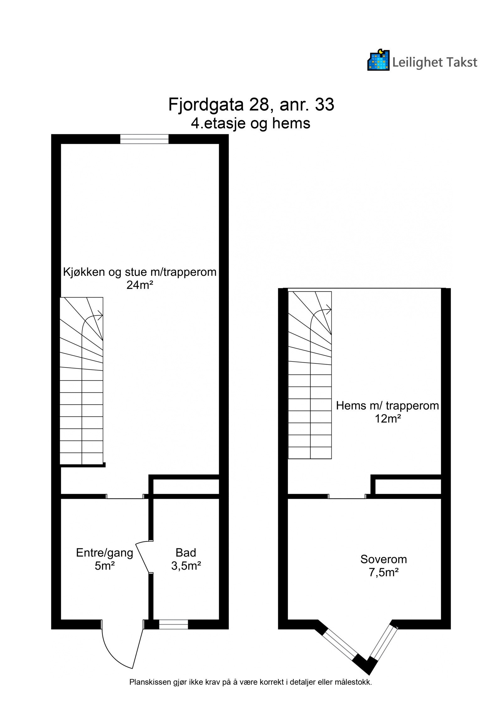 Planskisser 4. etasje og hems. Galleribilde