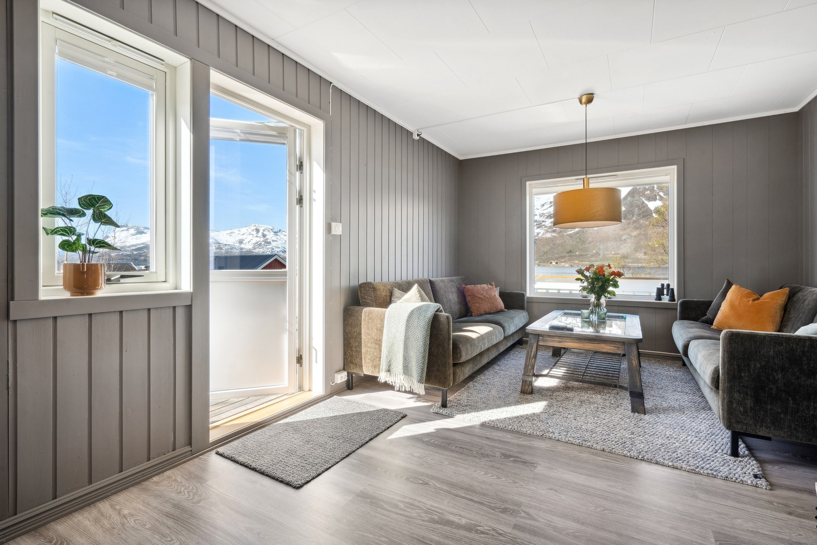 Det er utgang til verandaen fra stuen Galleribilde