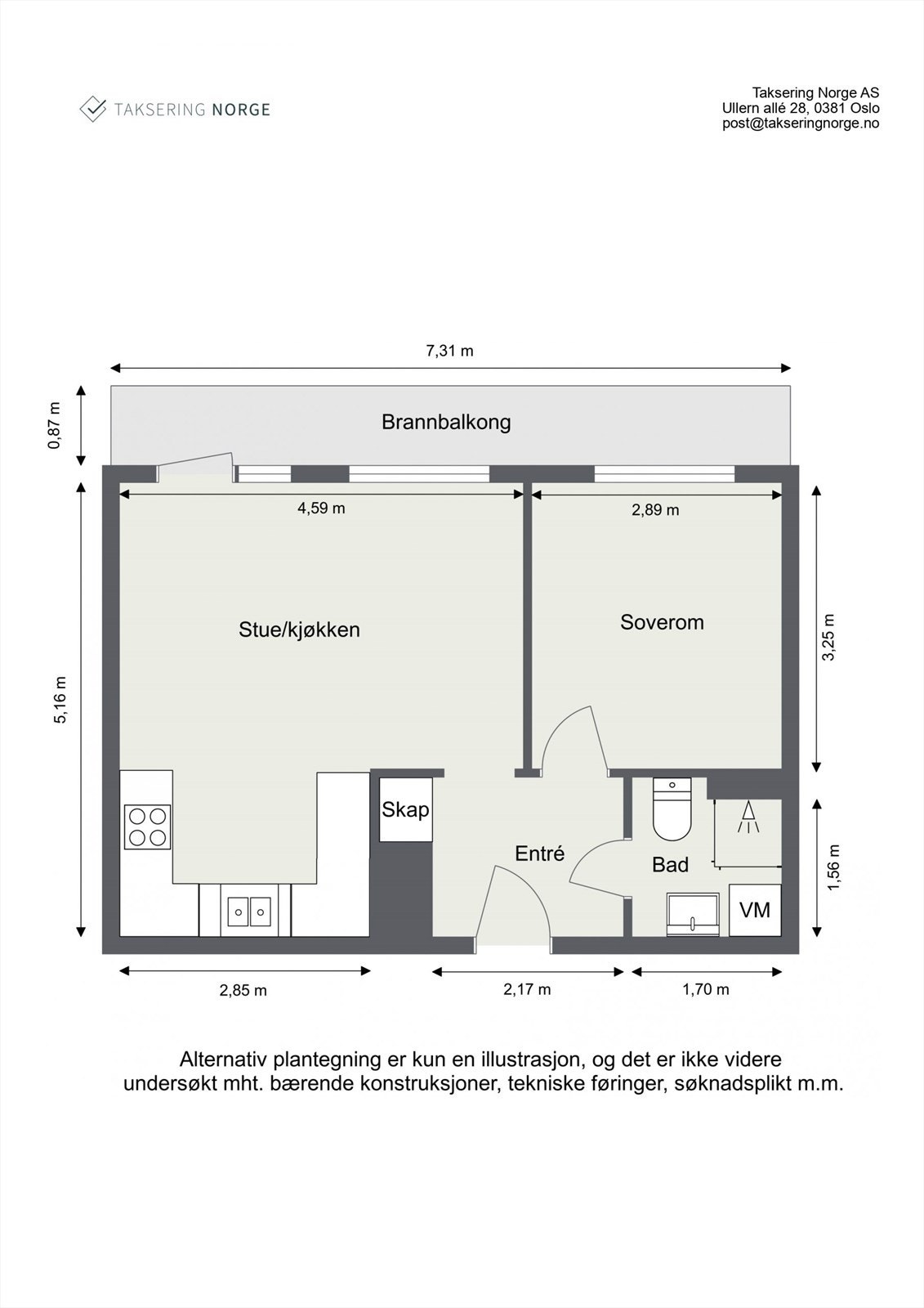 Alternativ planløsning. Galleribilde