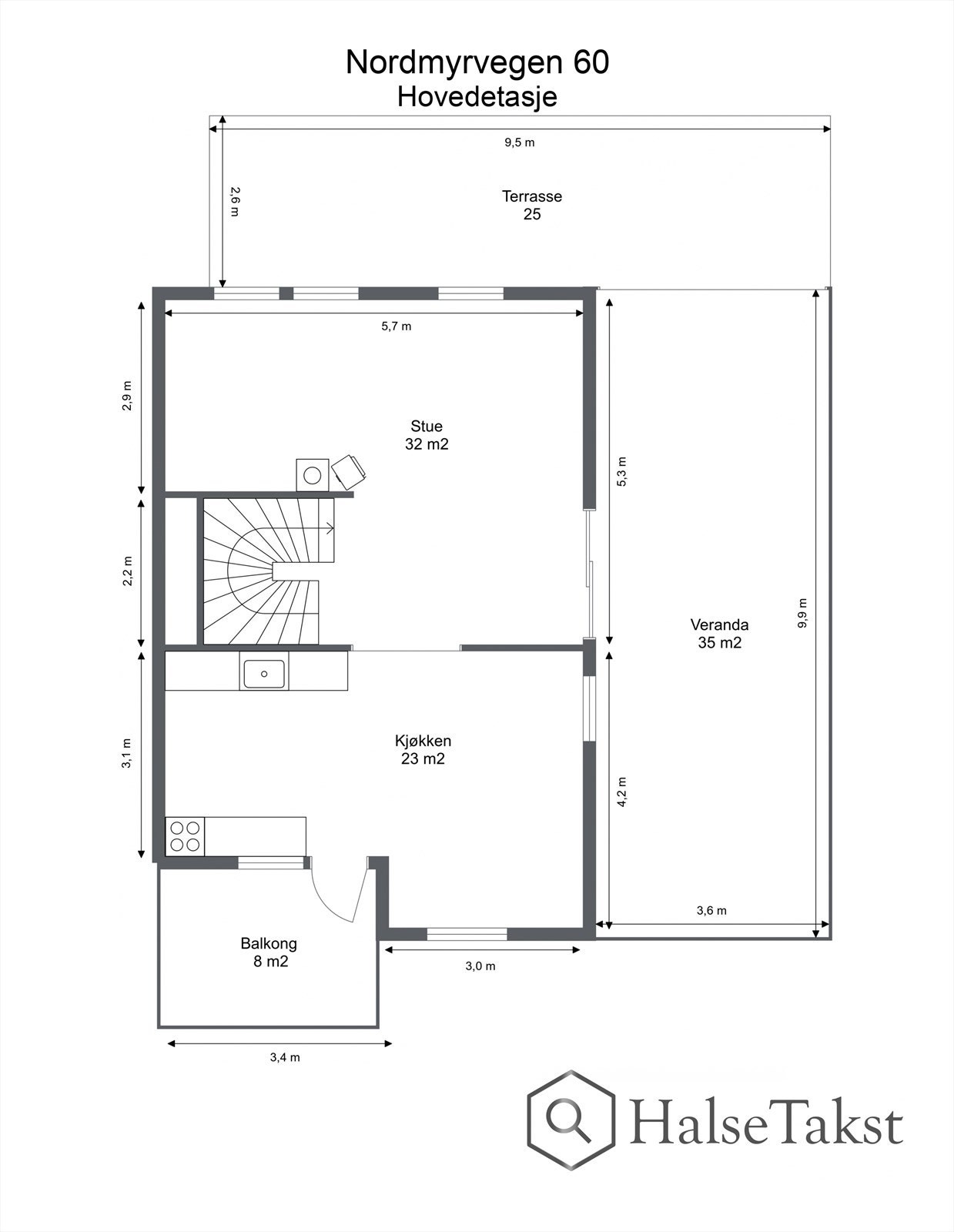 Plantegning - Hovedetasje. Galleribilde
