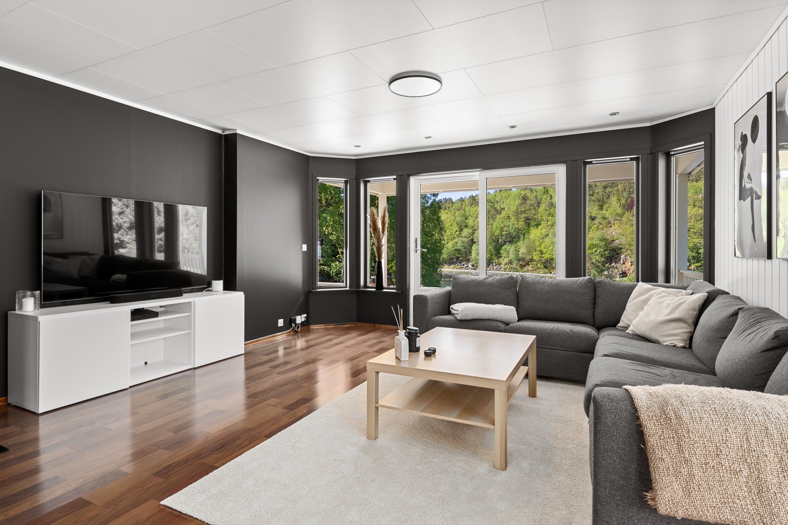 TV-stue med flott utsikt, og direkte adgang til utsiden gjennom verandadør. Galleribilde