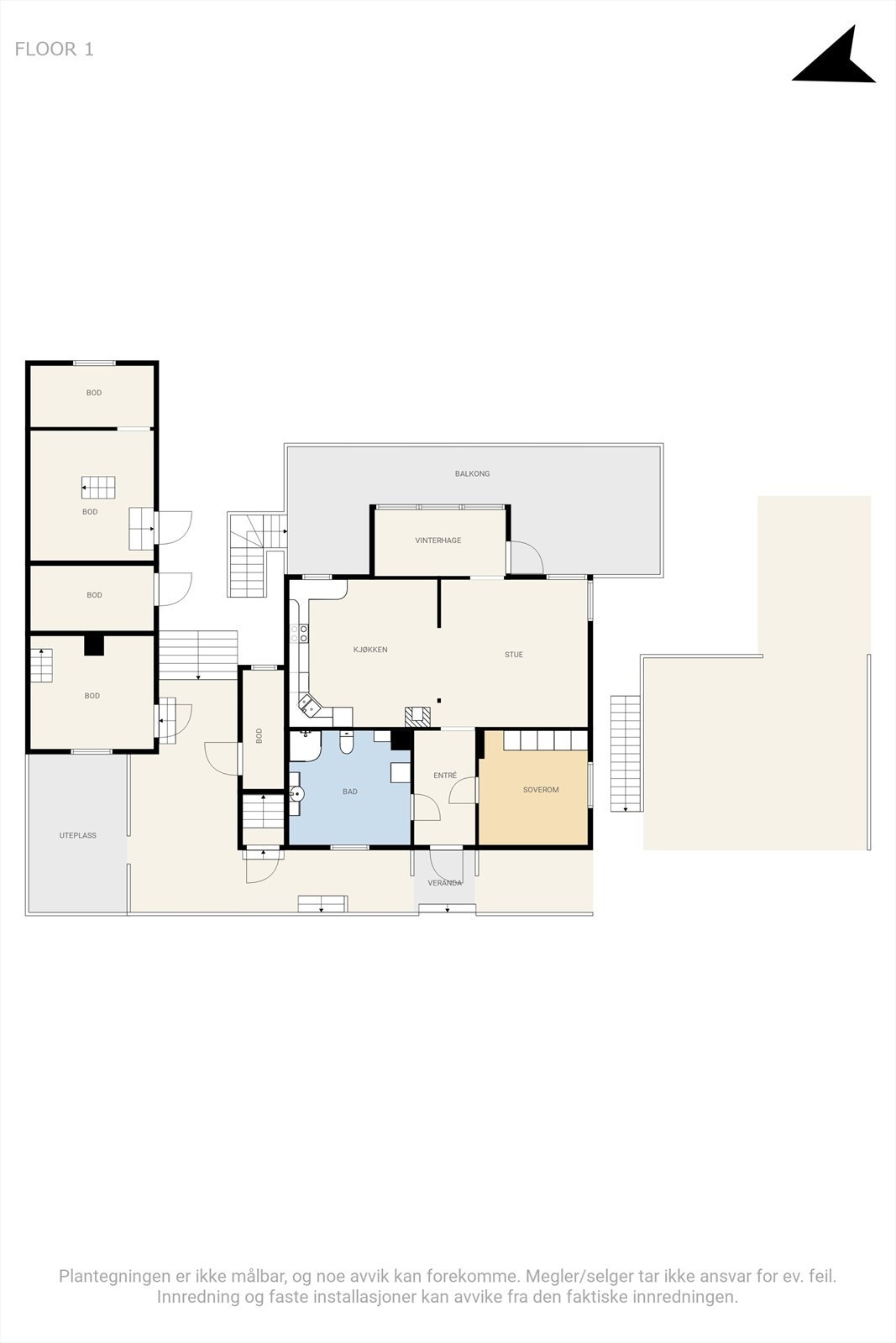 Plantegning 1. etasje Galleribilde