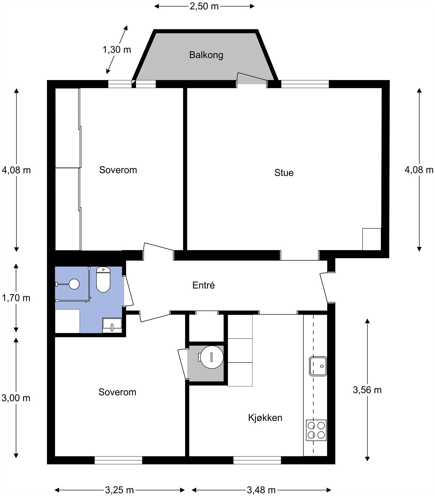 Vi starter med plantegningen slik at du får orientert deg i boligen. Galleribilde