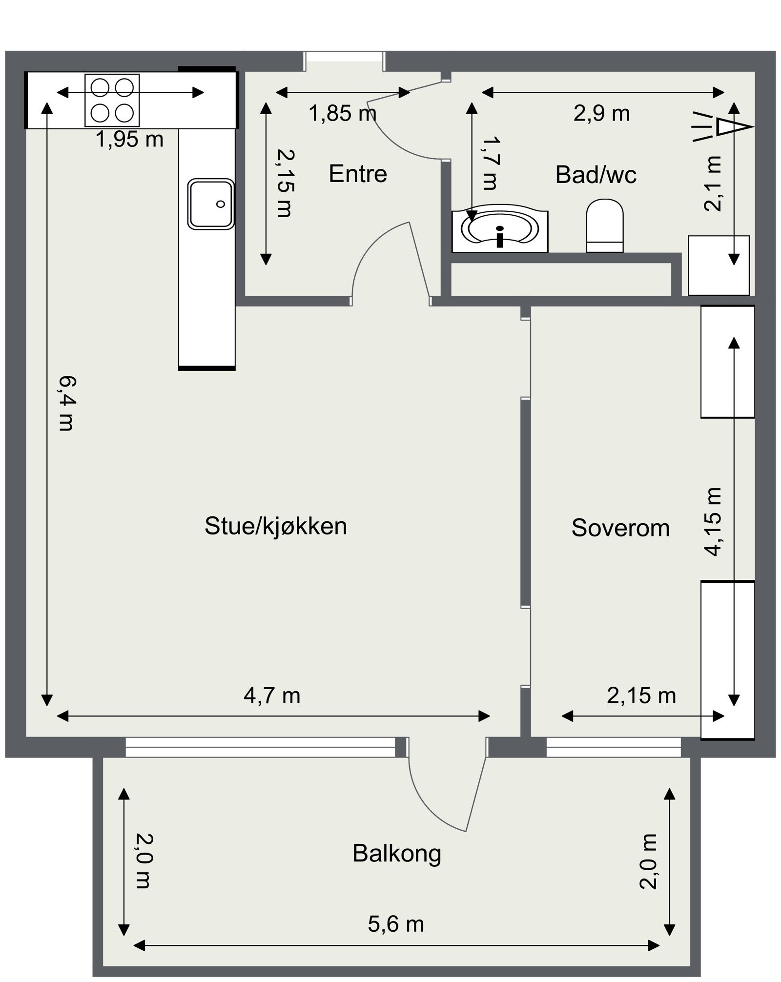 Skisse med mål. Galleribilde