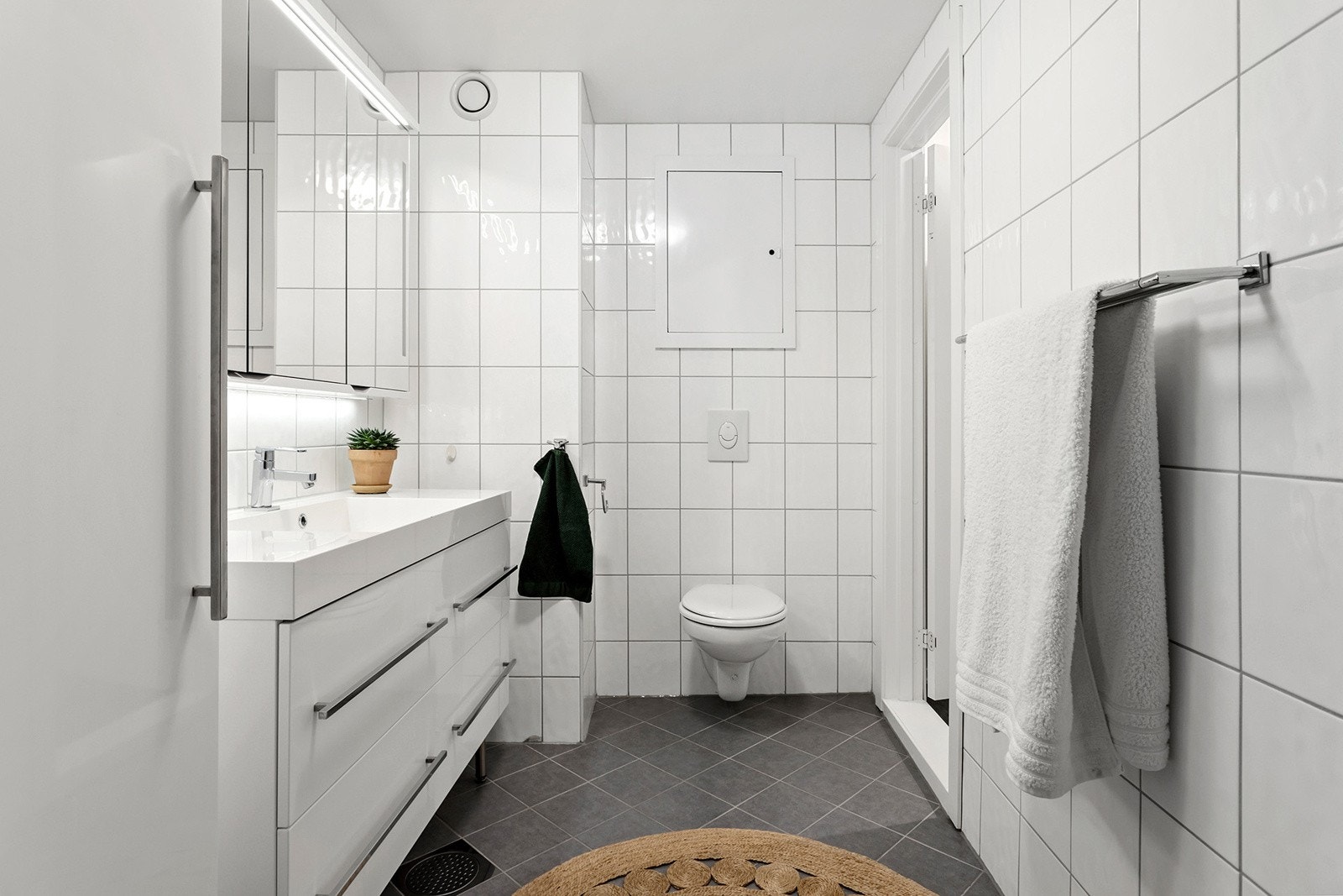 Delikat bad med opplegg for vaskemaskin. Galleribilde