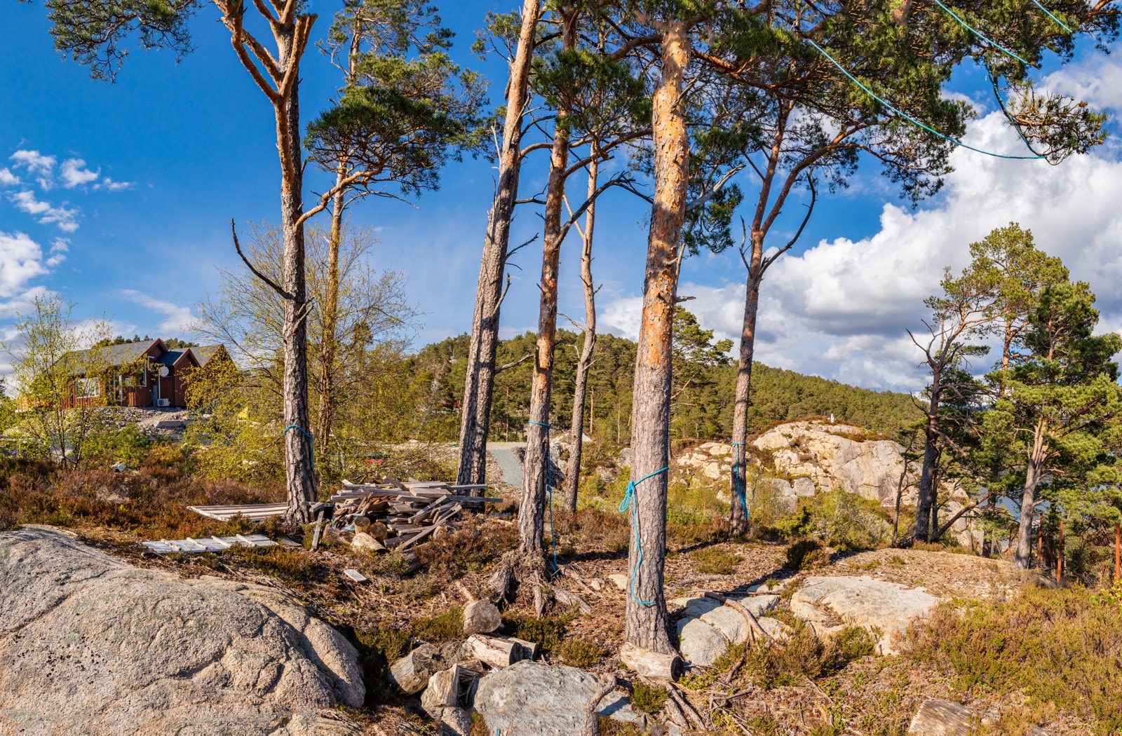 Tomten er delvis flat, og delvis skrående Galleribilde