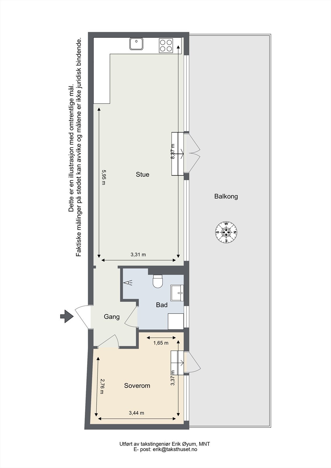 Plantegning - Leiligheten har en meget god og arealeffektiv planløsning Galleribilde