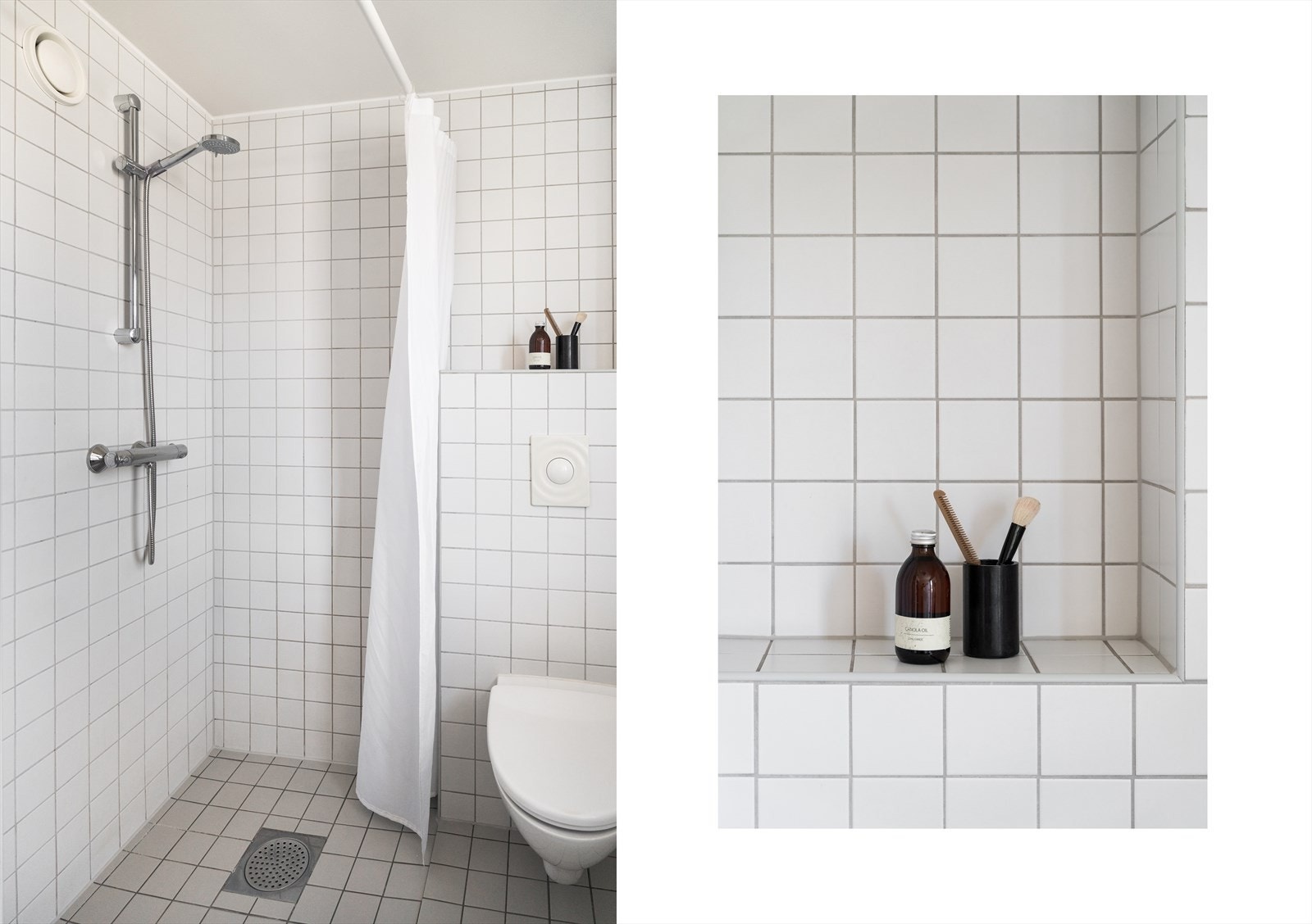 Baderommet, fra byggeåret 2007 har en praktisk servant med ett-greps blandebatteri, god oppbevaringsplass i skapinnredning og vegghengt toalett. Det er også opplegg for vaskemaskin. Galleribilde