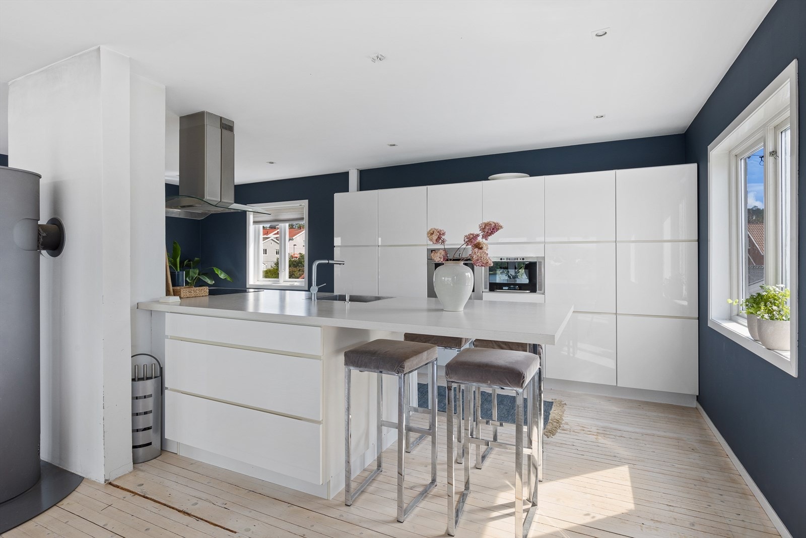 Det er godt med skapplass på kjøkkenet. Integrerte hvitevarer Galleribilde