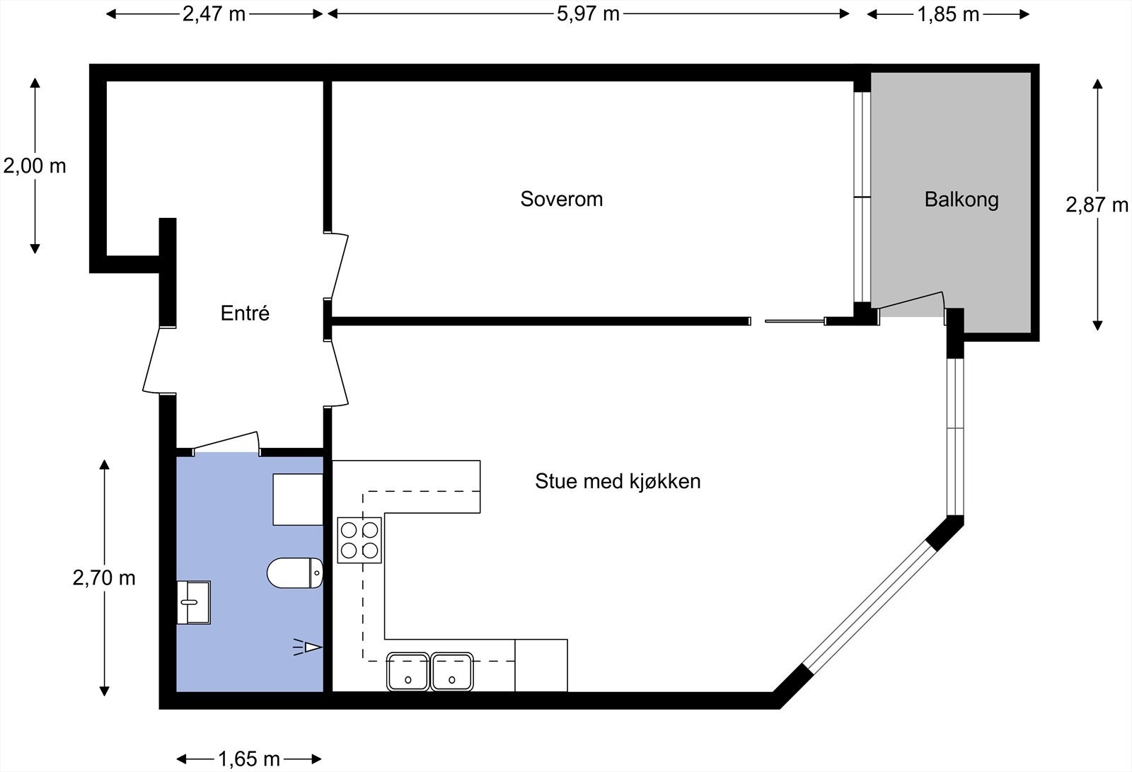 Dagens plantegning med mål. Lurer du på alternative løsninger? Ta kontakt med megler i dag! Galleribilde