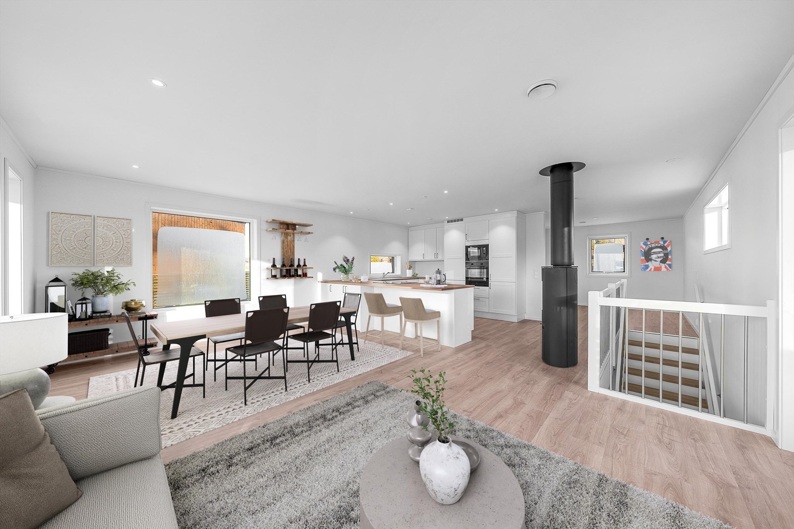 Nyoppført og moderne enebolig i populært og barnevennlig boligfelt (digital møblering) Galleribilde