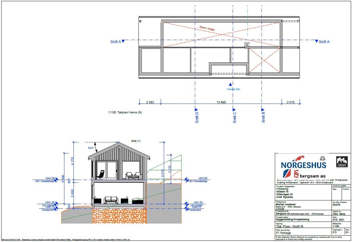 Tegning takplan Galleribilde