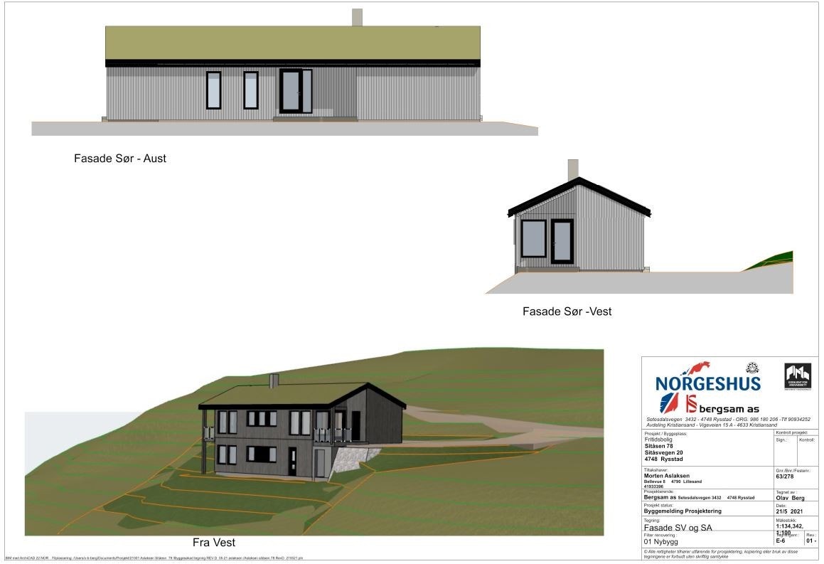 Tegning fasade SV og SA Galleribilde