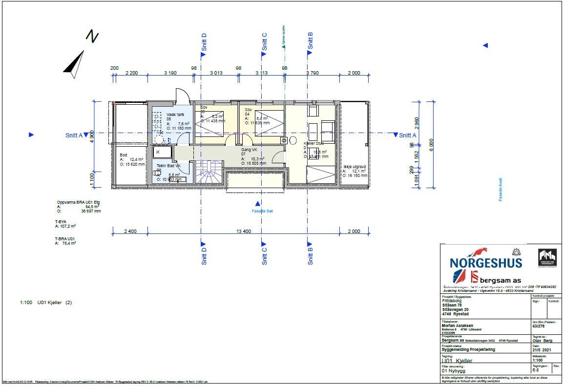 Tegning plan u. etasje Galleribilde