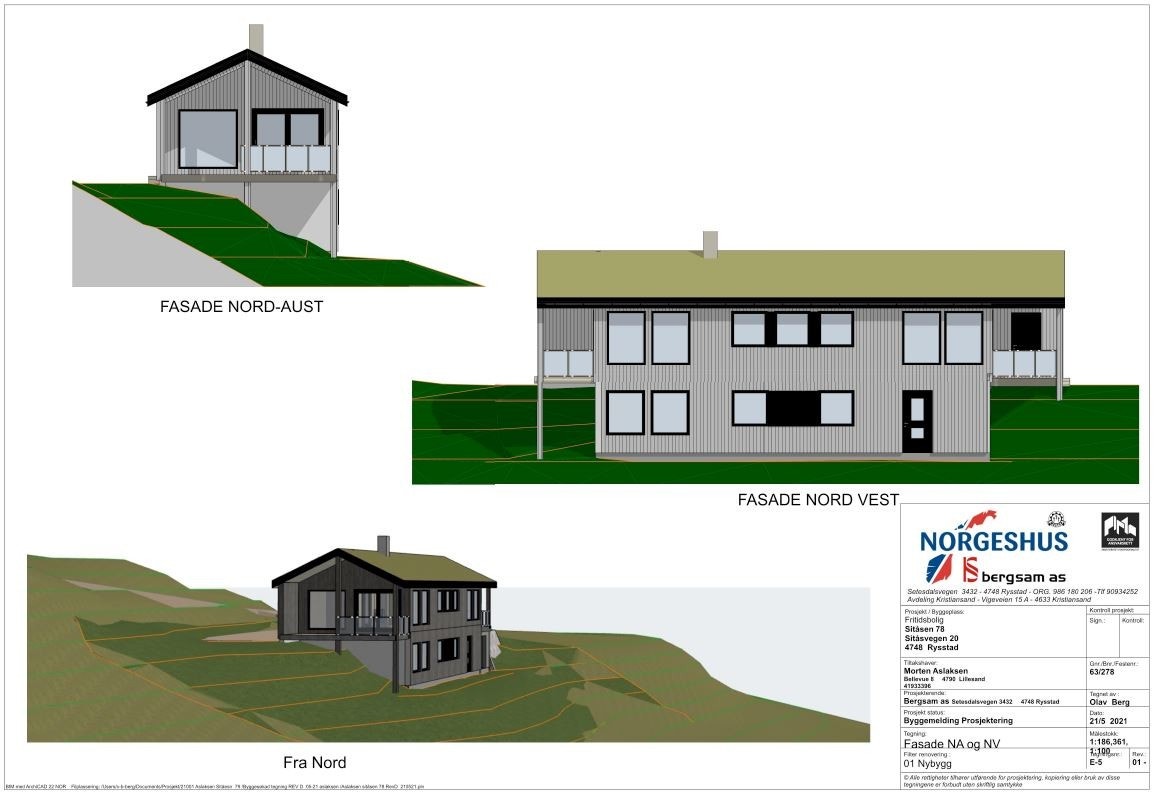 Tegning fasade NA og NV Galleribilde