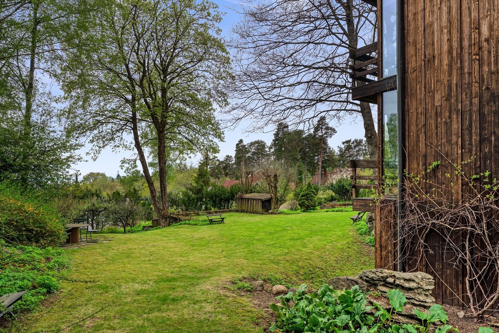 Stor, solrik tomt på over 2,5 mål. Selveid tomt med frodig, usjenert hage - sjelden mulighet i godt nabolag! Galleribilde