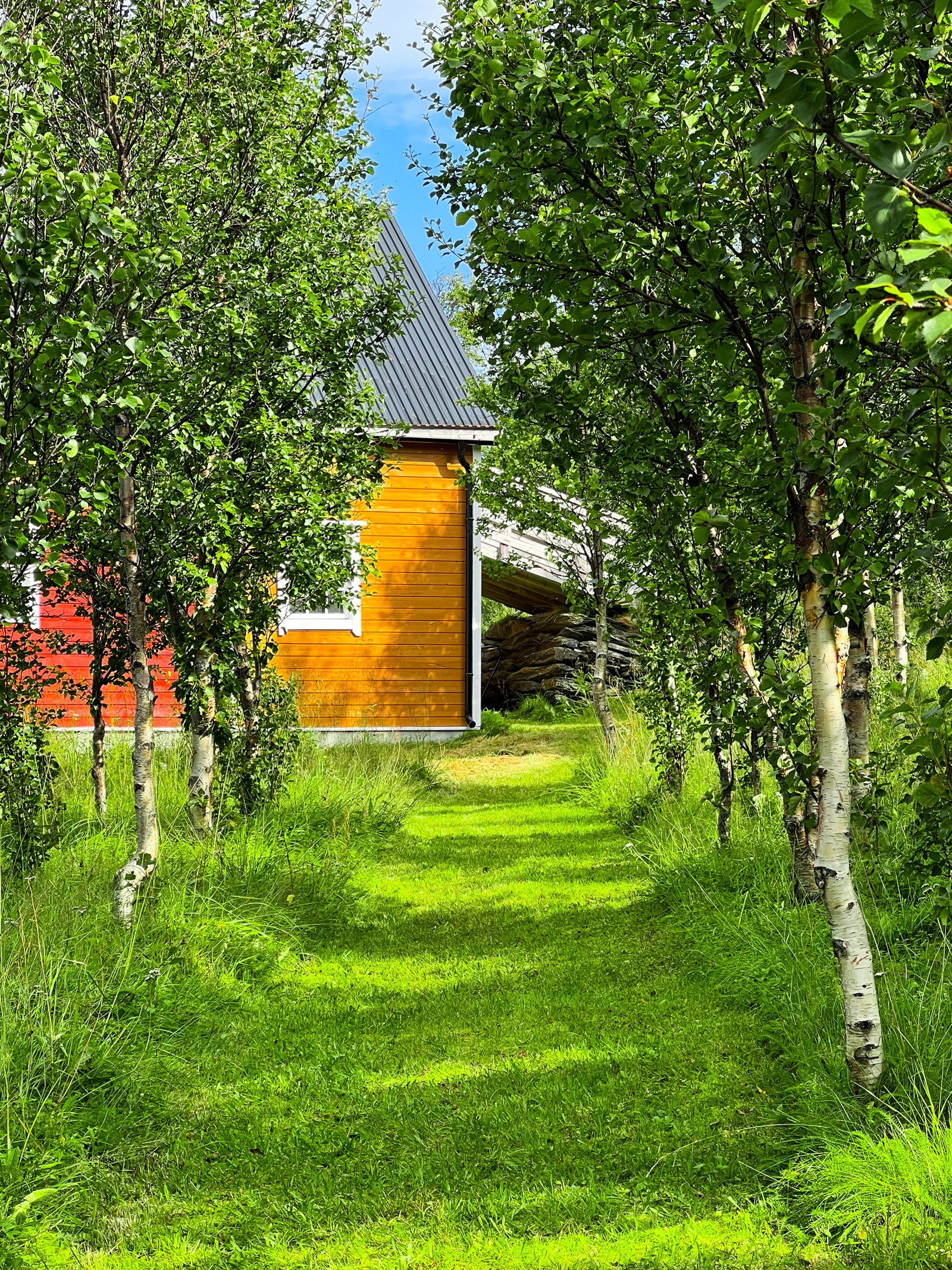 Gangvei mellom hus og låve