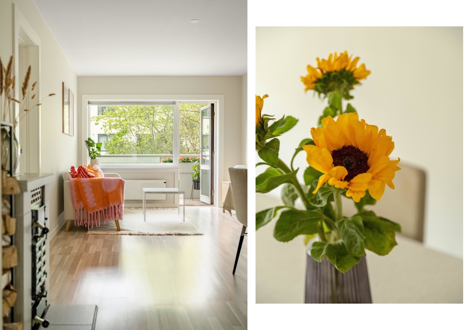 Dette er en svært lys og innbydende 3-roms leilighet som ligger skjermet, rolig og tilbaketrukket i grønne omgivelser skjermet fra trafikkstøy på begge sider. Galleribilde