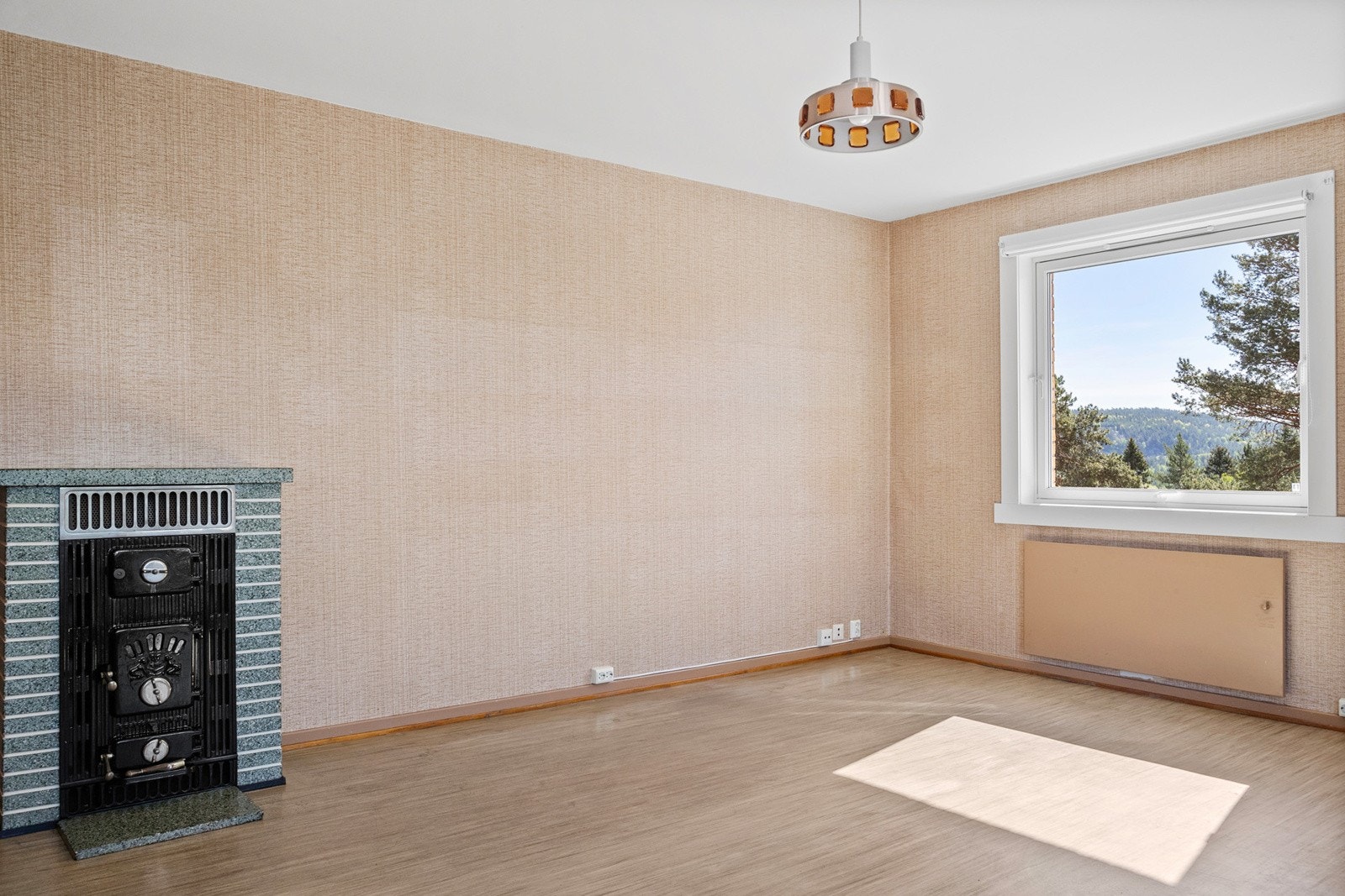 Stue med vedkamin Galleribilde