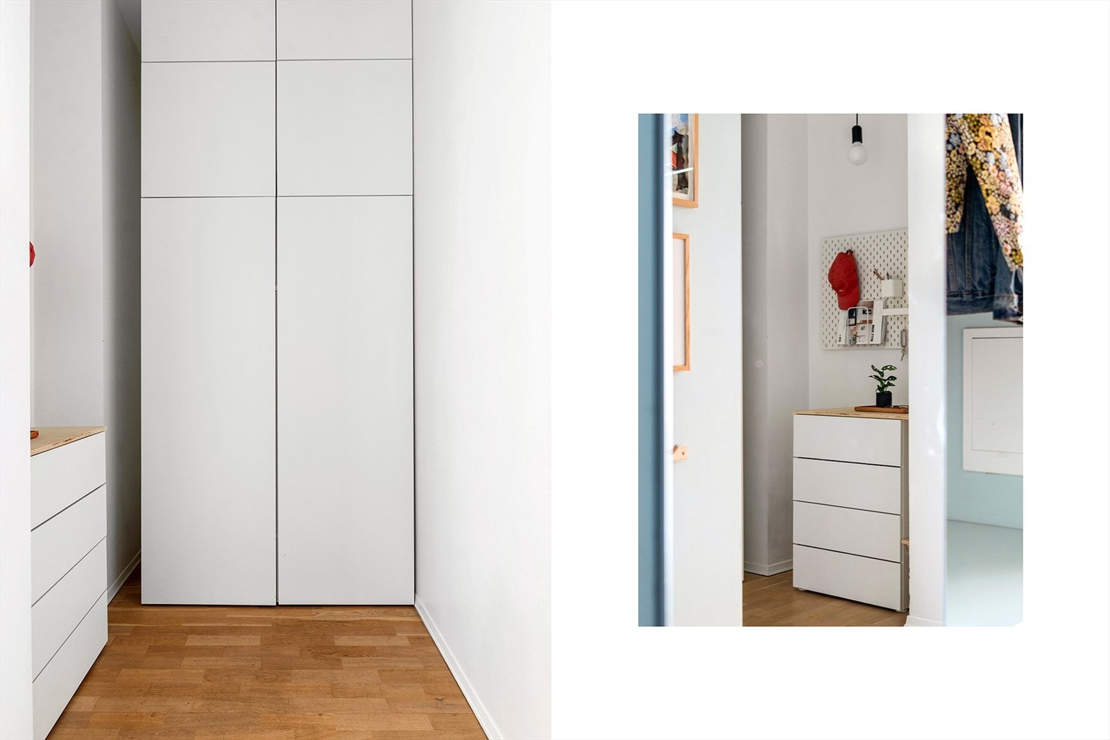 Leiligheten har en innbydende entré med romslige garderobeskap som gir rikelig med lagringsplass. Galleribilde