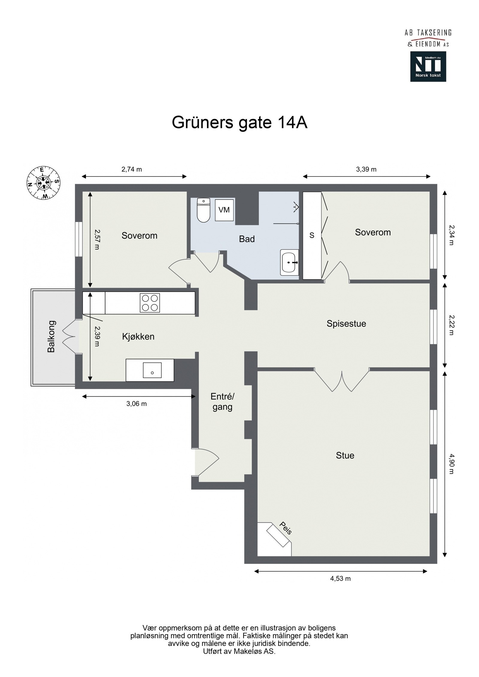 Før vi fortsetter ser vi litt nærmere på boligens planskisse, slik at du får orientert deg litt. Galleribilde