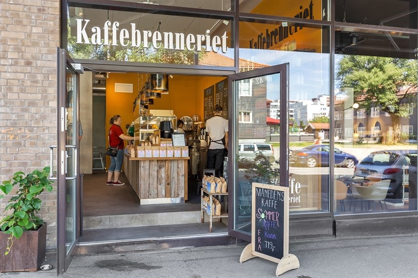 Kaffebrenneriet er ett populært møtested for beboerne på Løren Galleribilde