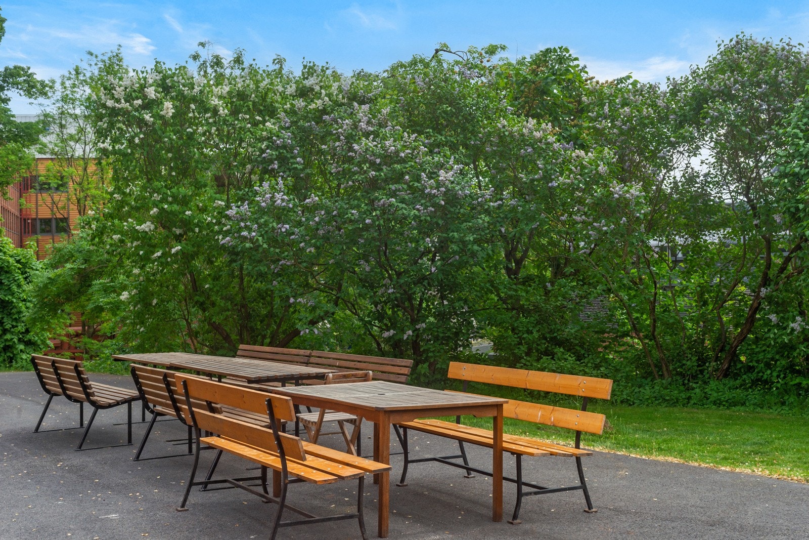 Boligen ligger i et populært borettslag. På borettslagets tomt er det flere sittegrupper en hver andelseier kan benytte. Galleribilde