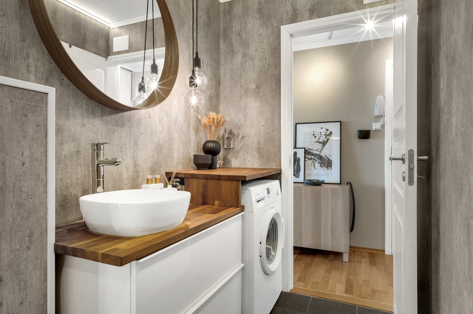 Bad har opplegg for vaskemaskin. Galleribilde