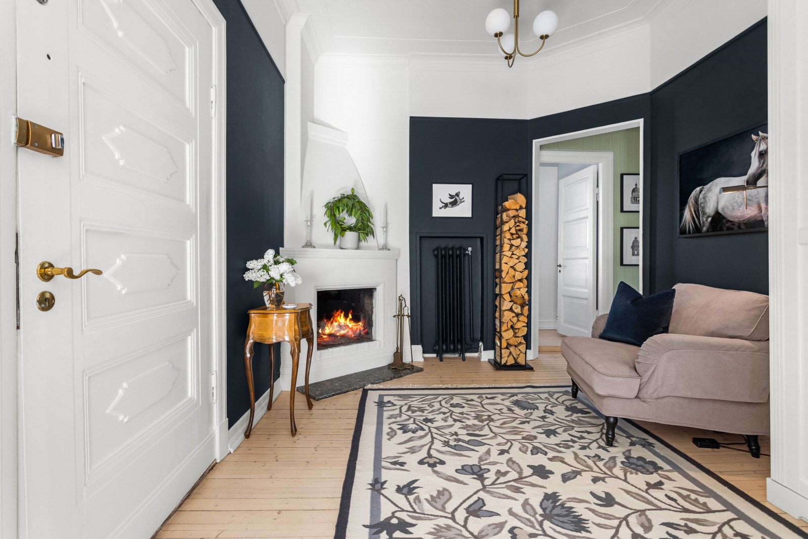 Hyggelig peisovn i hallen, som sikrer kos og hygge på sene kvelder Galleribilde